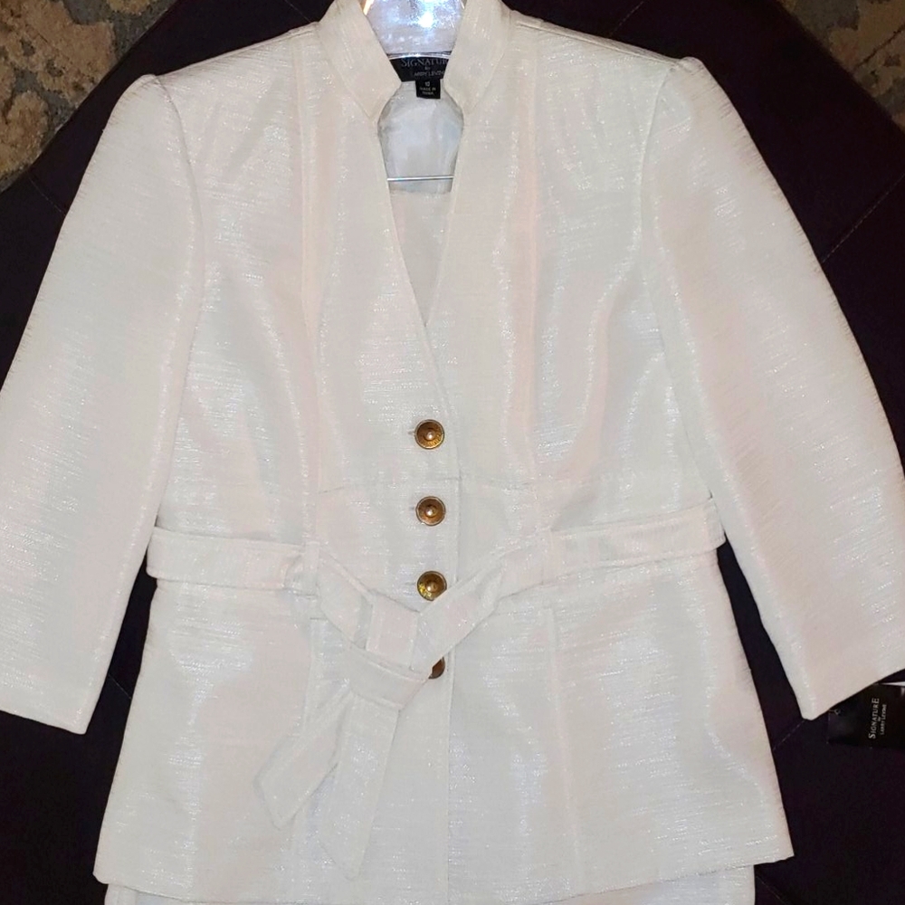 2 Piece White Skirt Suit